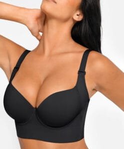 2PCS Plus Size Push-Up Bra Set for Women – Hidden Deep Cup, Back Closure, and Shaping Underwear