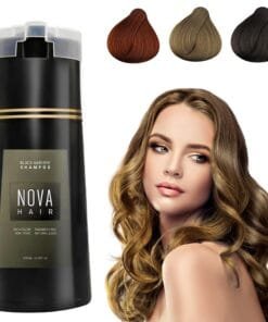 Nova Hair Dye Shampoo, Nova Hair Instant Dye Shampoo,Nova Hair Dye Shampoo 3 in 1, for Men & Women (Black)